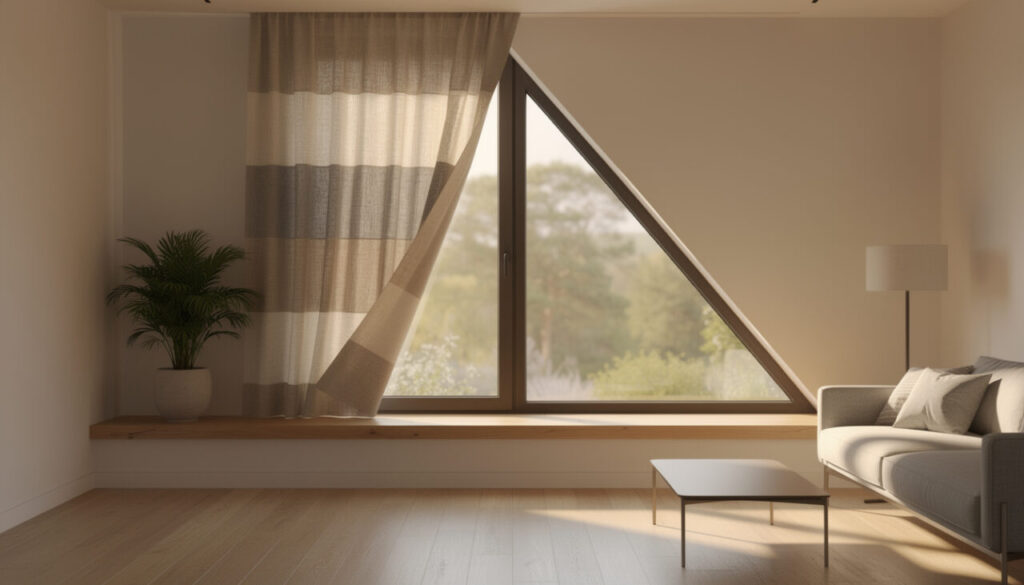 apprenez à fabriquer un rideau de fenêtre triangulaire unique pour personnaliser votre intérieur avec style et originalité.